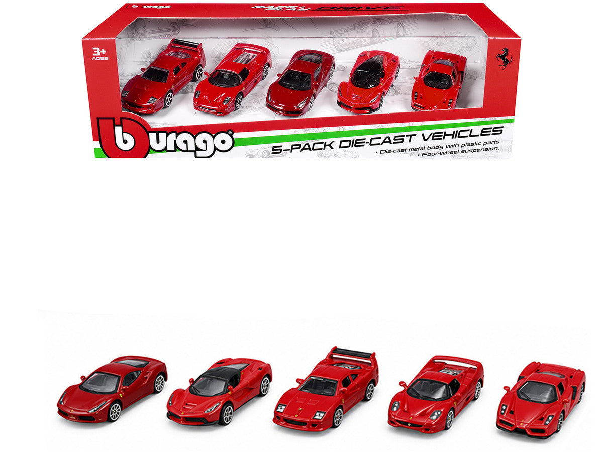 Ferrari Set of 5 Pieces "Race + Play" Series 1/64 Diecast Model Cars by Bburago LuxuryLifeWay Online Store