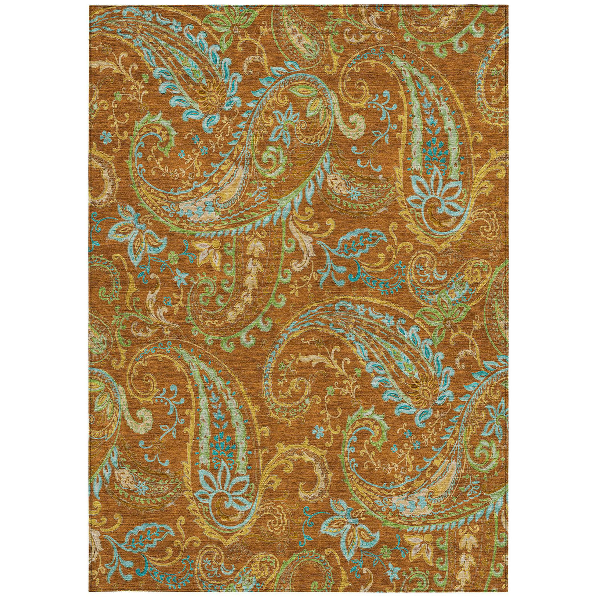 3' X 5' Orange Paisley Washable Non Skid Indoor Outdoor Area Rug LuxuryLifeWay Online Store