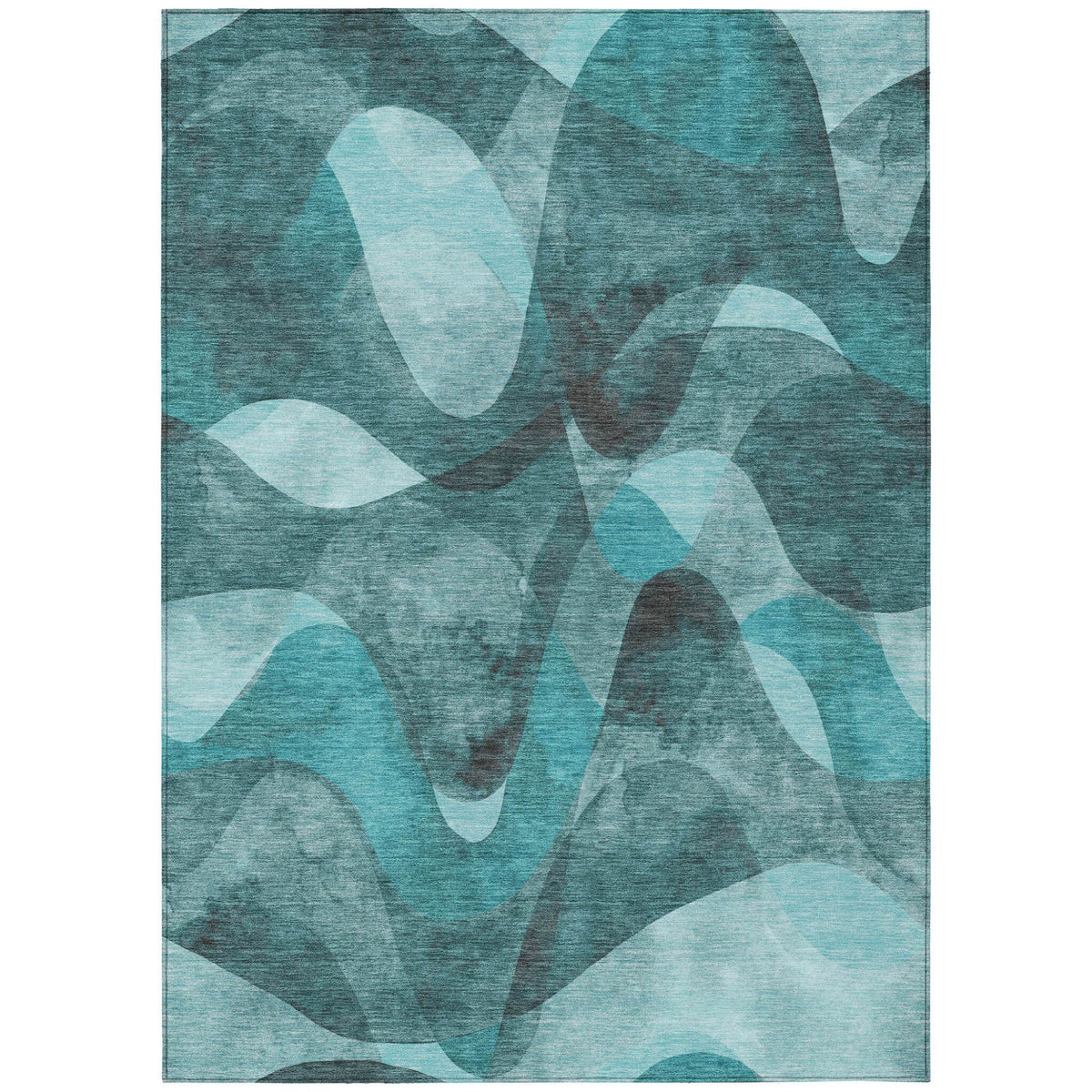 3' X 5' Teal Abstract Washable Non Skid Indoor Outdoor Area Rug LuxuryLifeWay Online Store