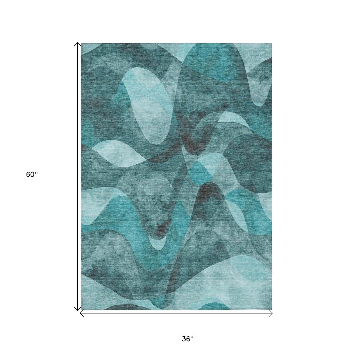 3' X 5' Teal Abstract Washable Non Skid Indoor Outdoor Area Rug LuxuryLifeWay Online Store