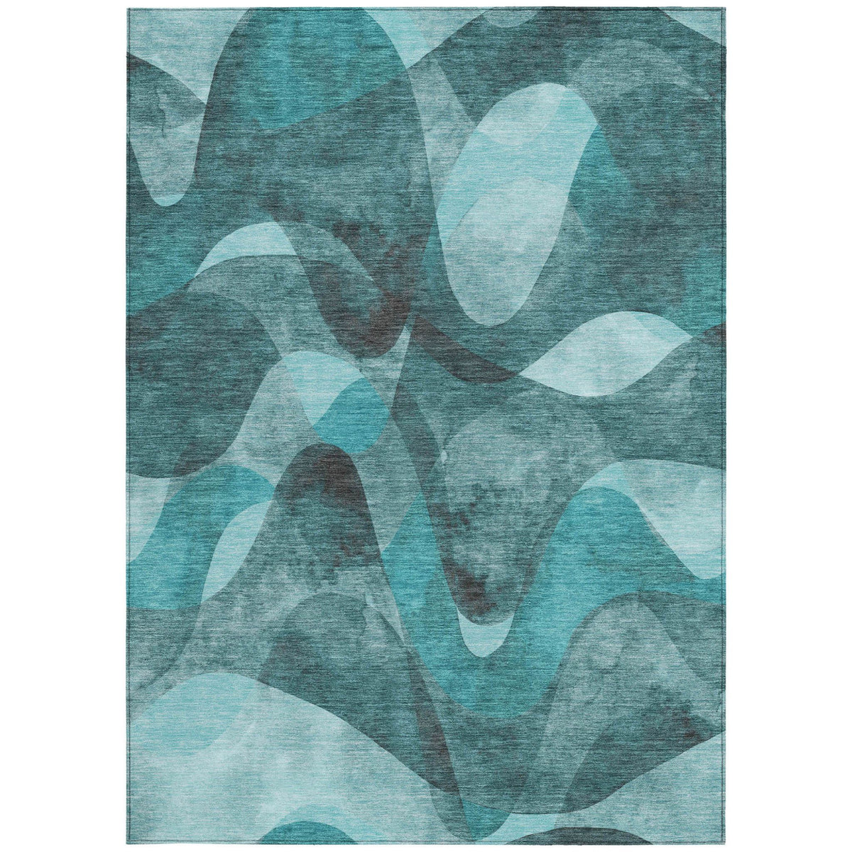 3' X 5' Teal Abstract Washable Non Skid Indoor Outdoor Area Rug LuxuryLifeWay Online Store