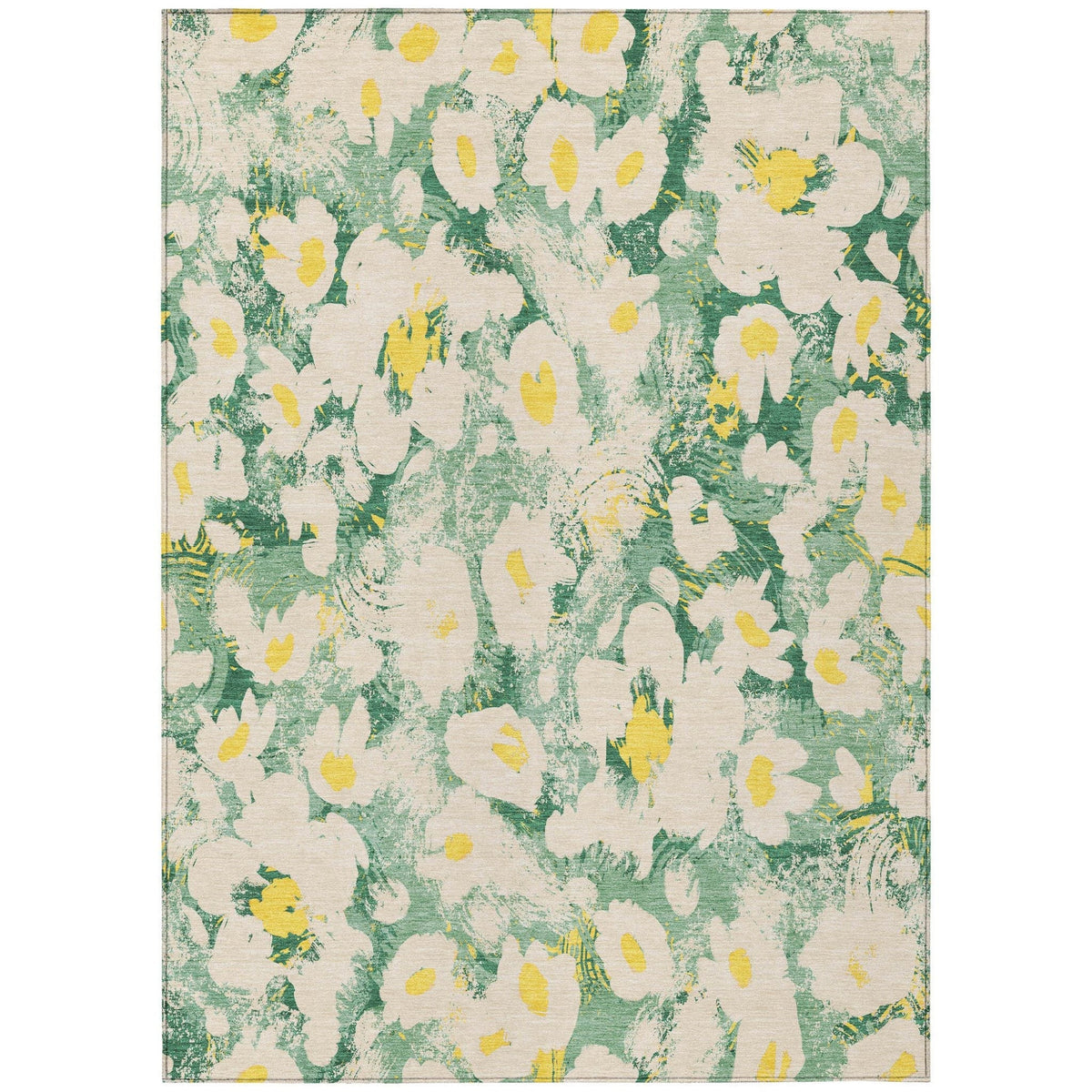 3' X 5' Green Floral Washable Non Skid Indoor Outdoor Area Rug LuxuryLifeWay Online Store