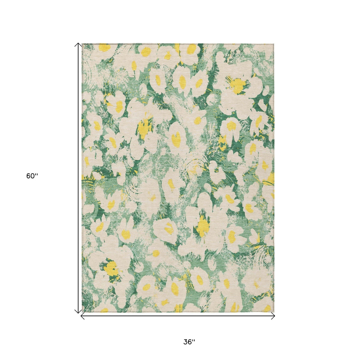 3' X 5' Green Floral Washable Non Skid Indoor Outdoor Area Rug LuxuryLifeWay Online Store