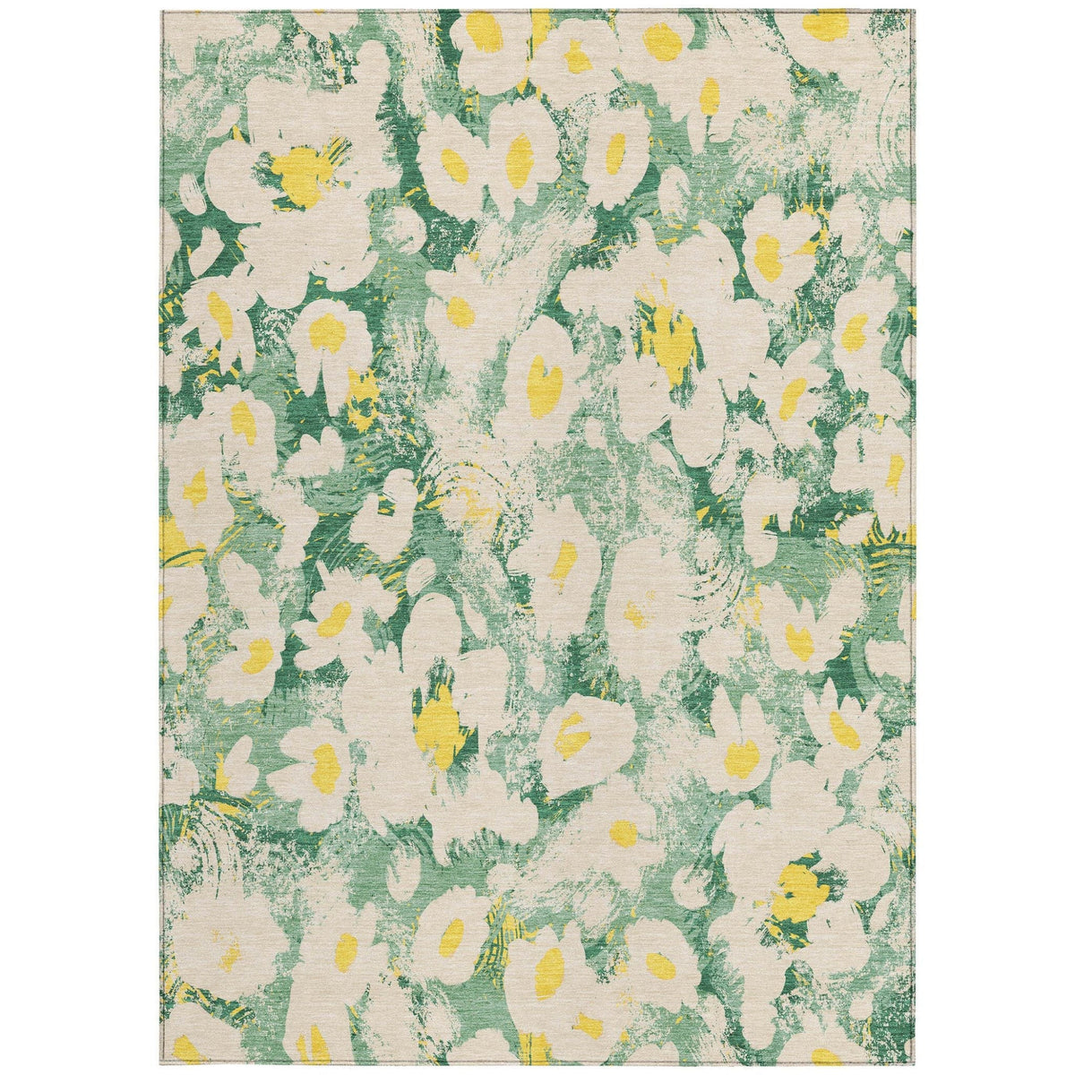 3' X 5' Green Floral Washable Non Skid Indoor Outdoor Area Rug LuxuryLifeWay Online Store