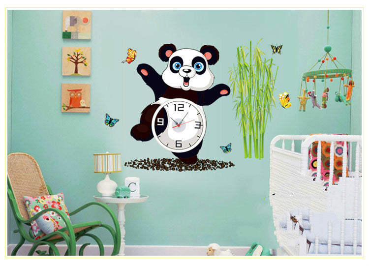 Creative clock panda wall stickers PearlNestDecor.com