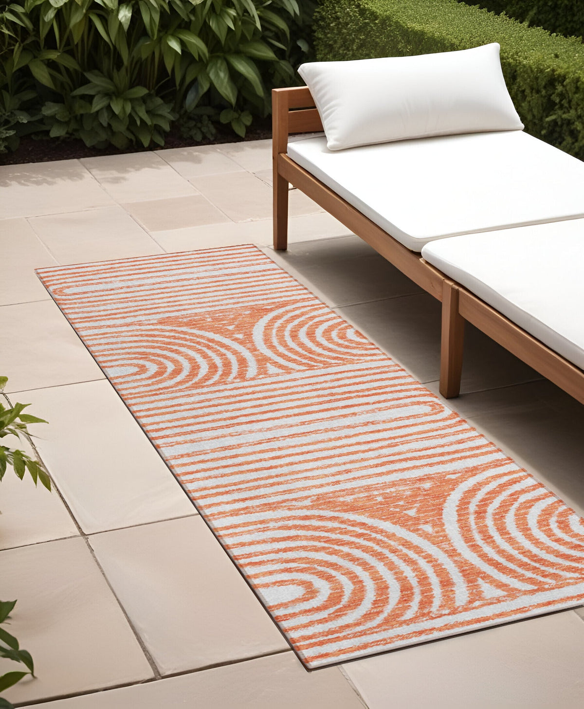 2' X 8' Orange and Ivory Abstract Washable Non Skid Indoor Outdoor Area Rug LuxuryLifeWay Online Store