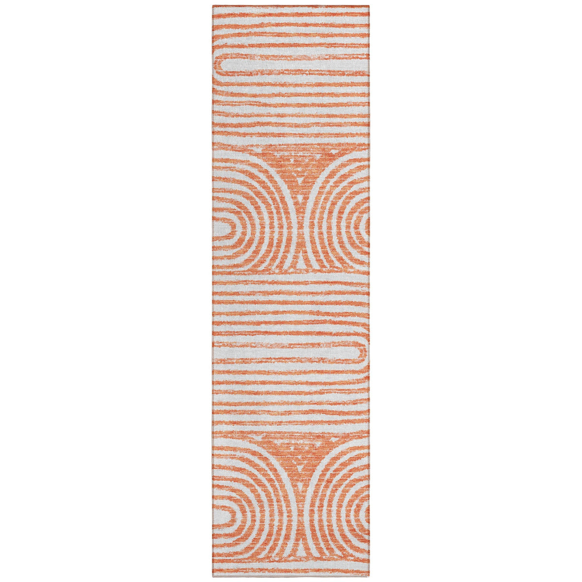 2' X 8' Orange and Ivory Abstract Washable Non Skid Indoor Outdoor Area Rug LuxuryLifeWay Online Store