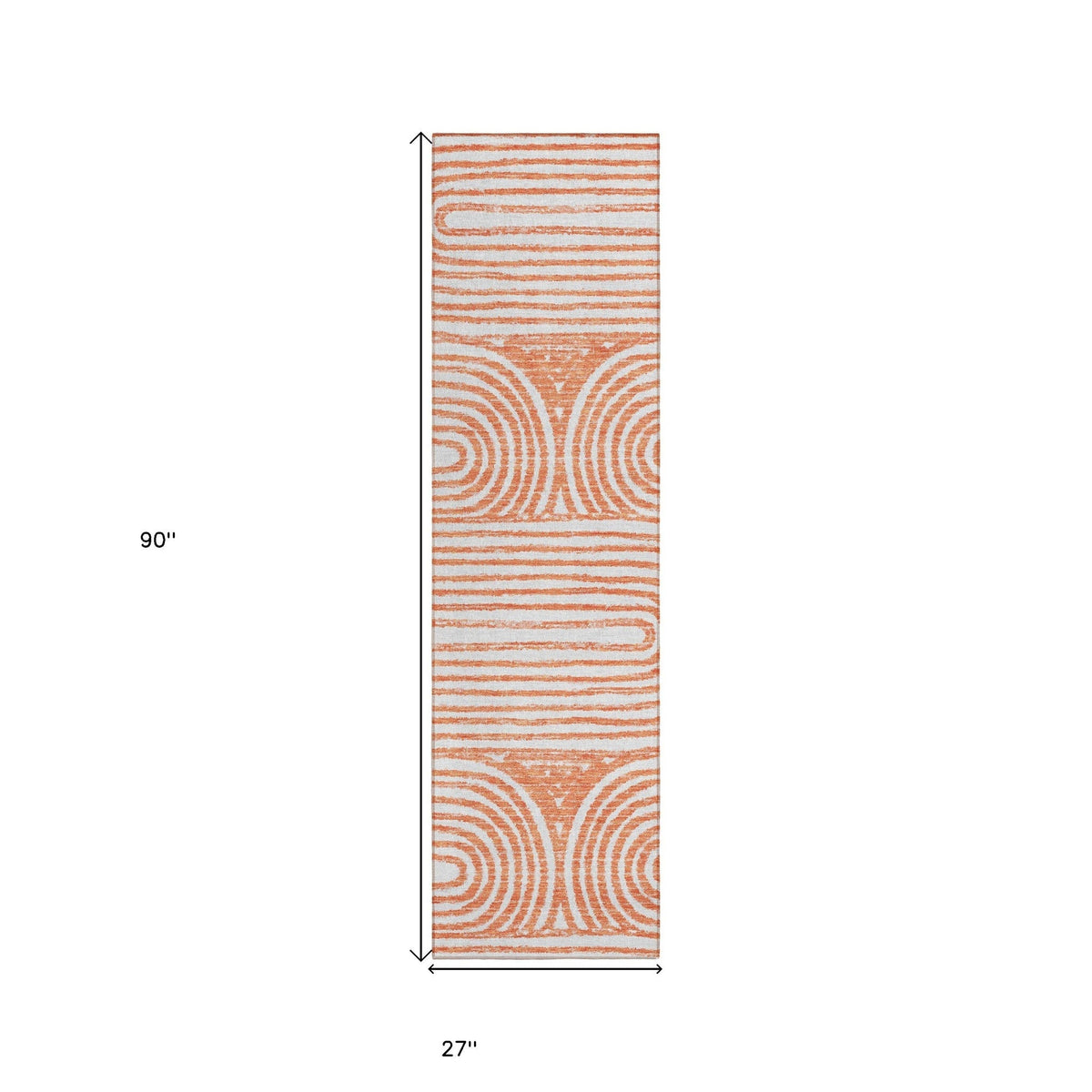2' X 8' Orange and Ivory Abstract Washable Non Skid Indoor Outdoor Area Rug LuxuryLifeWay Online Store