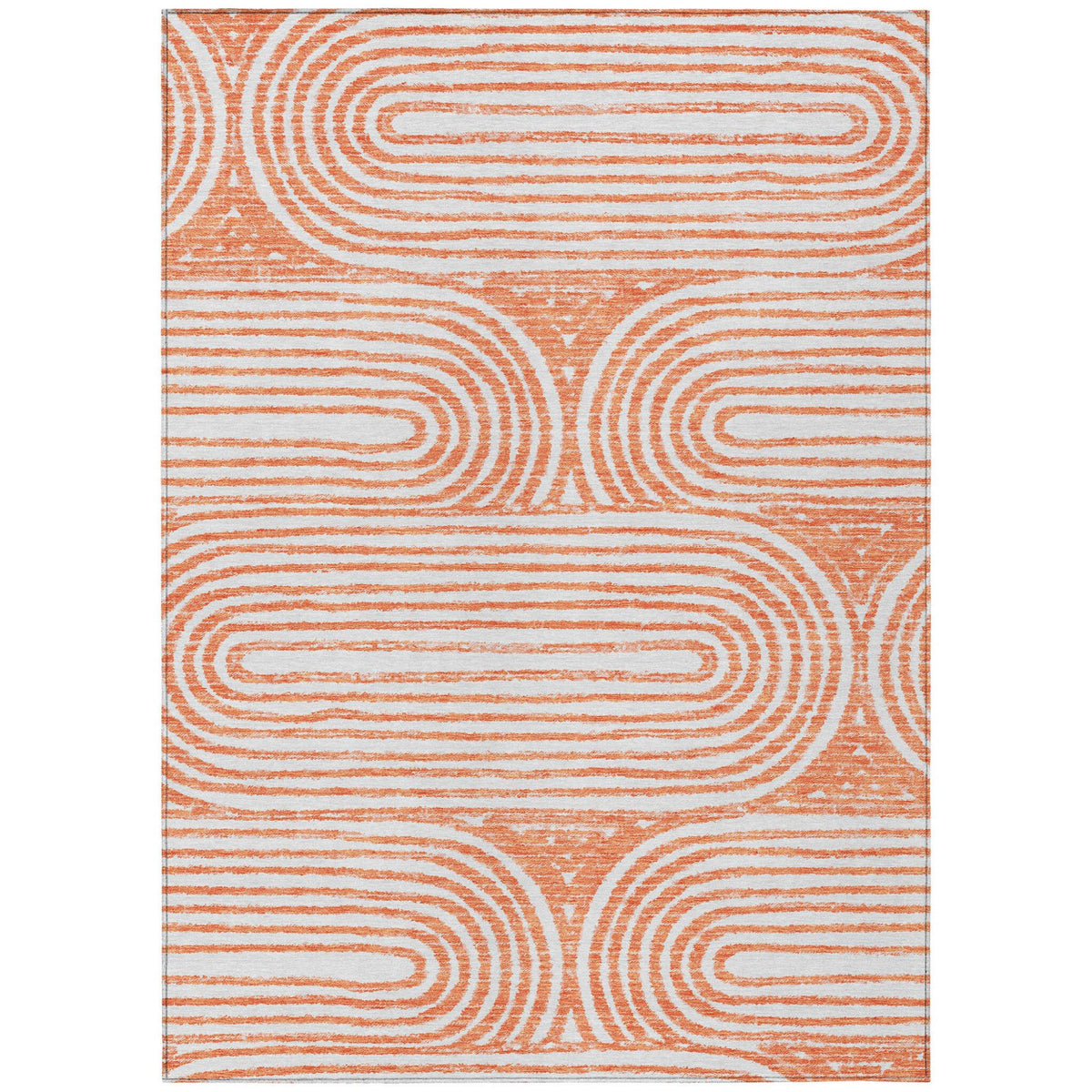 3' X 5' Orange and Ivory Abstract Washable Non Skid Indoor Outdoor Area Rug LuxuryLifeWay Online Store