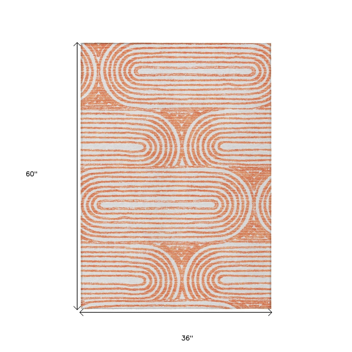 3' X 5' Orange and Ivory Abstract Washable Non Skid Indoor Outdoor Area Rug LuxuryLifeWay Online Store