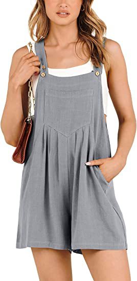 Women's Short Overalls Summer Casual Adjustable Strap Loose Short Bib Overalls Jumpsuit Rompers