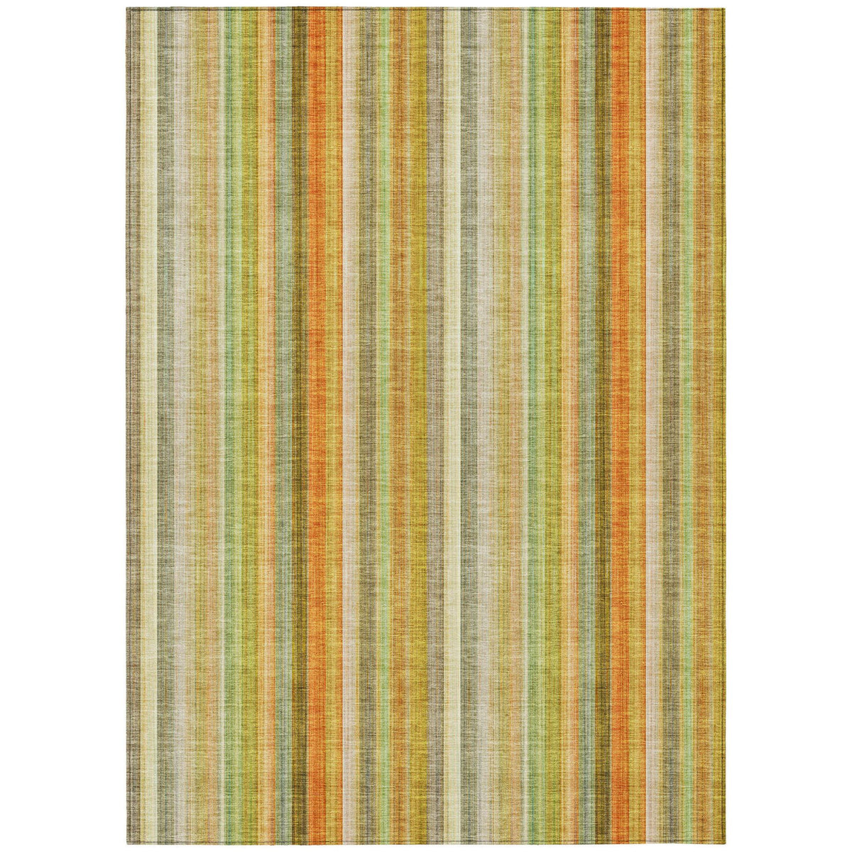 3' X 5' Tan Orange and Green Striped Washable Non Skid Indoor Outdoor Area Rug LuxuryLifeWay Online Store