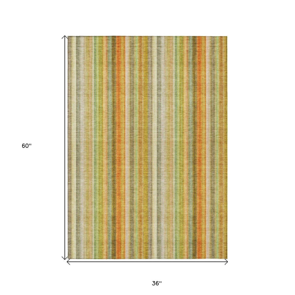 3' X 5' Tan Orange and Green Striped Washable Non Skid Indoor Outdoor Area Rug LuxuryLifeWay Online Store