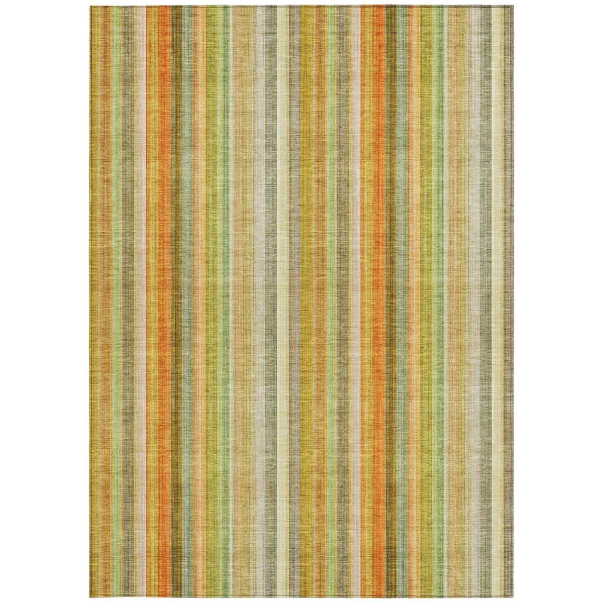 3' X 5' Tan Orange and Green Striped Washable Non Skid Indoor Outdoor Area Rug LuxuryLifeWay Online Store