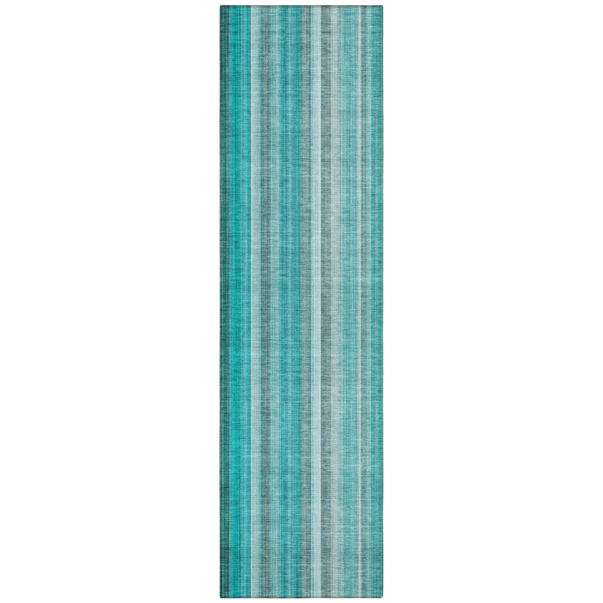 8' Runner Teal and Gray Striped Washable Non Skid Indoor Outdoor Runner Rug LuxuryLifeWay Online Store