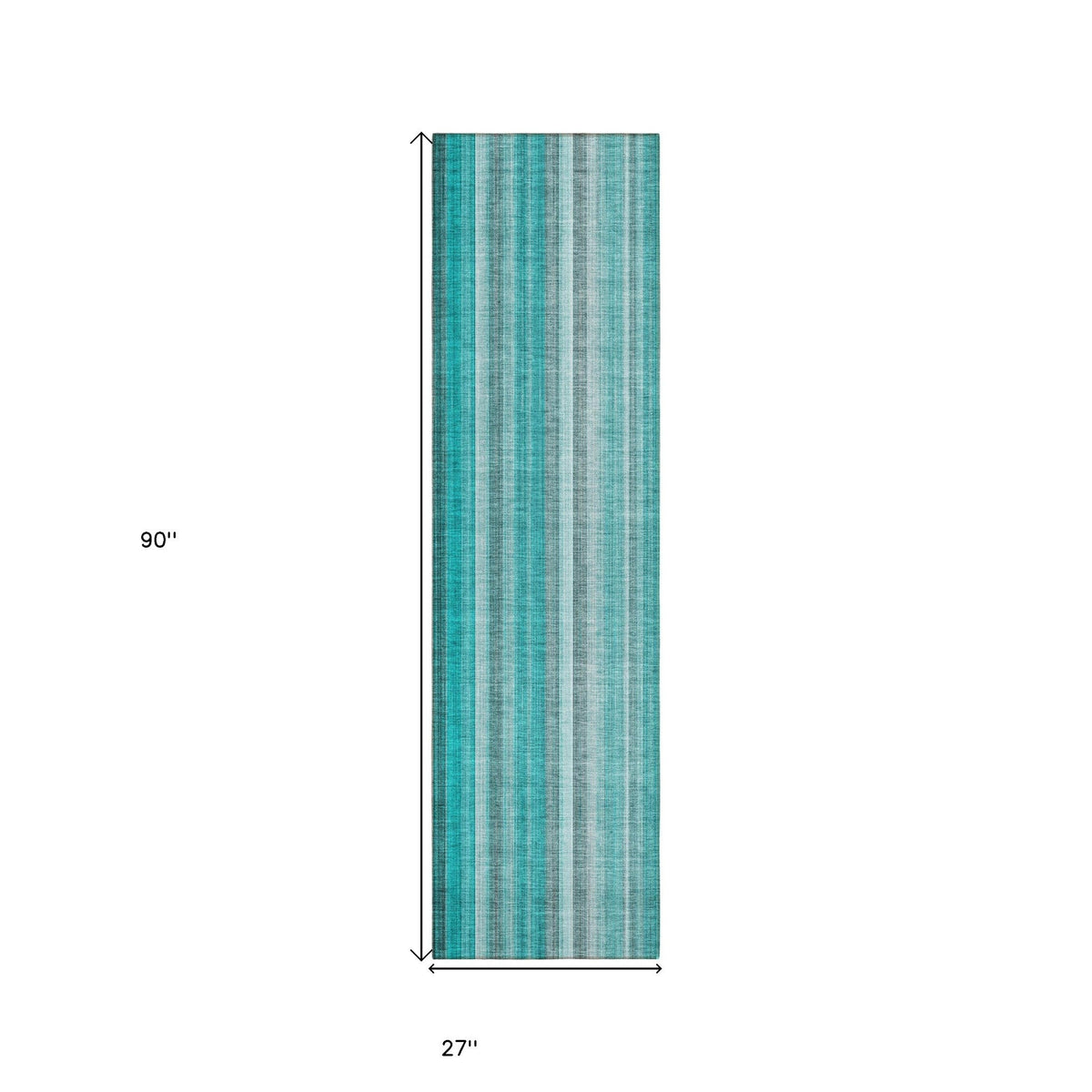 8' Runner Teal and Gray Striped Washable Non Skid Indoor Outdoor Runner Rug LuxuryLifeWay Online Store