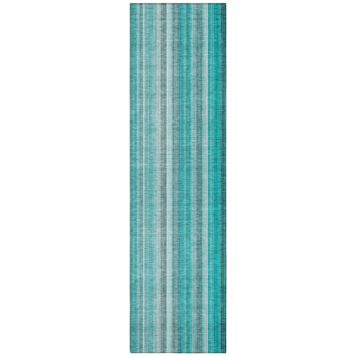 8' Runner Teal and Gray Striped Washable Non Skid Indoor Outdoor Runner Rug LuxuryLifeWay Online Store