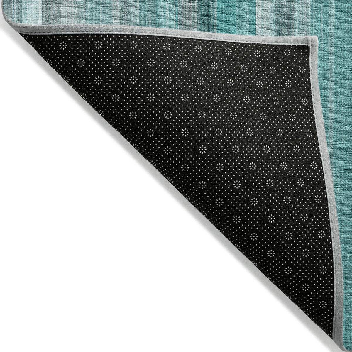 8' Runner Teal and Gray Striped Washable Non Skid Indoor Outdoor Runner Rug LuxuryLifeWay Online Store