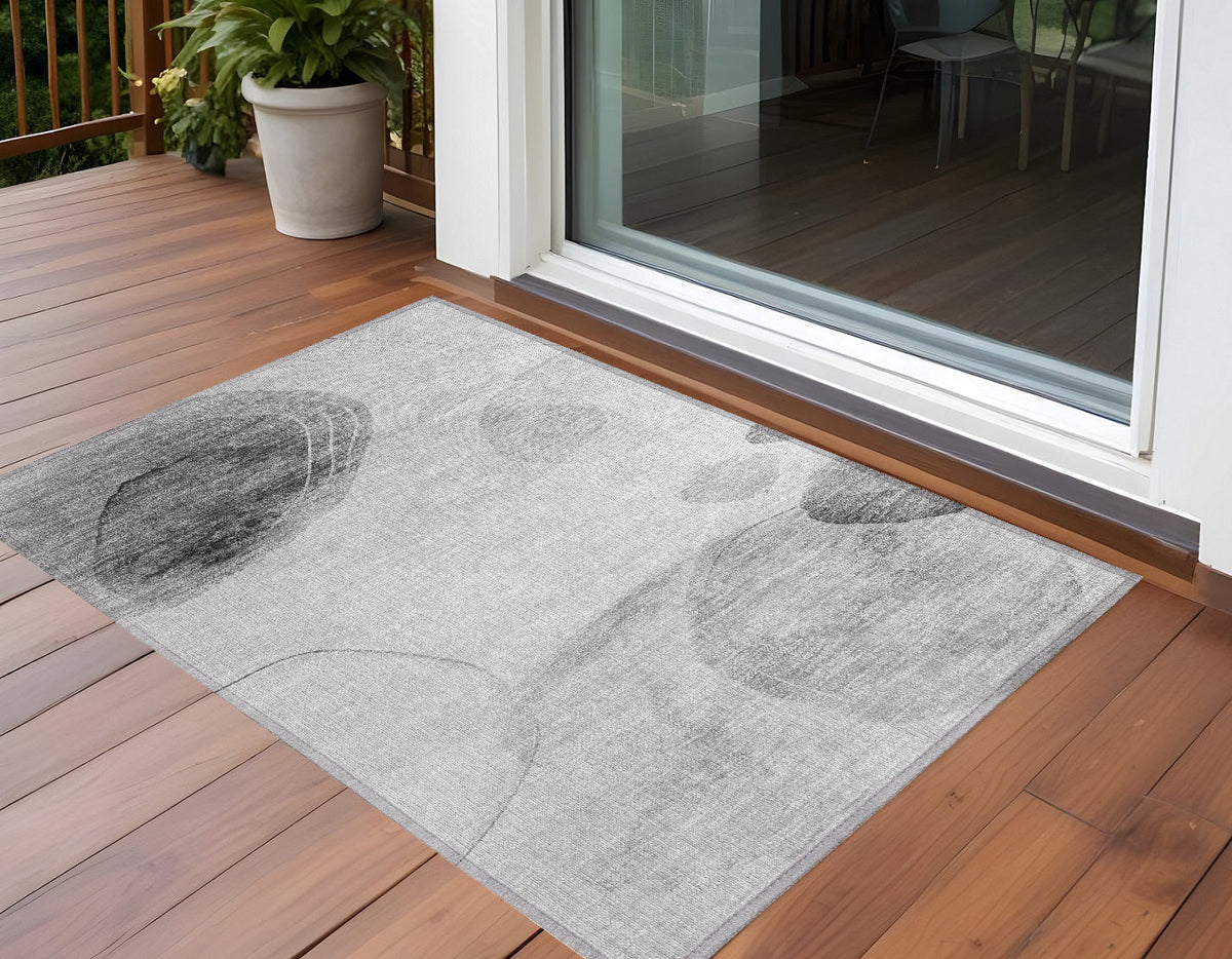 3' X 5' Gray and Light Gray Abstract Washable Non Skid Indoor Outdoor Area Rug LuxuryLifeWay Online Store