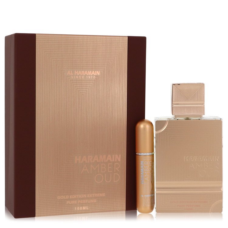 Al Haramain Amber Oud Gold Edition Extreme by Al Haramain Gift Set 3.4 oz 3.4 Pure Perfume Spray + 0.34 oz Refillable Spray (Women) LuxuryLifeWay Online Store