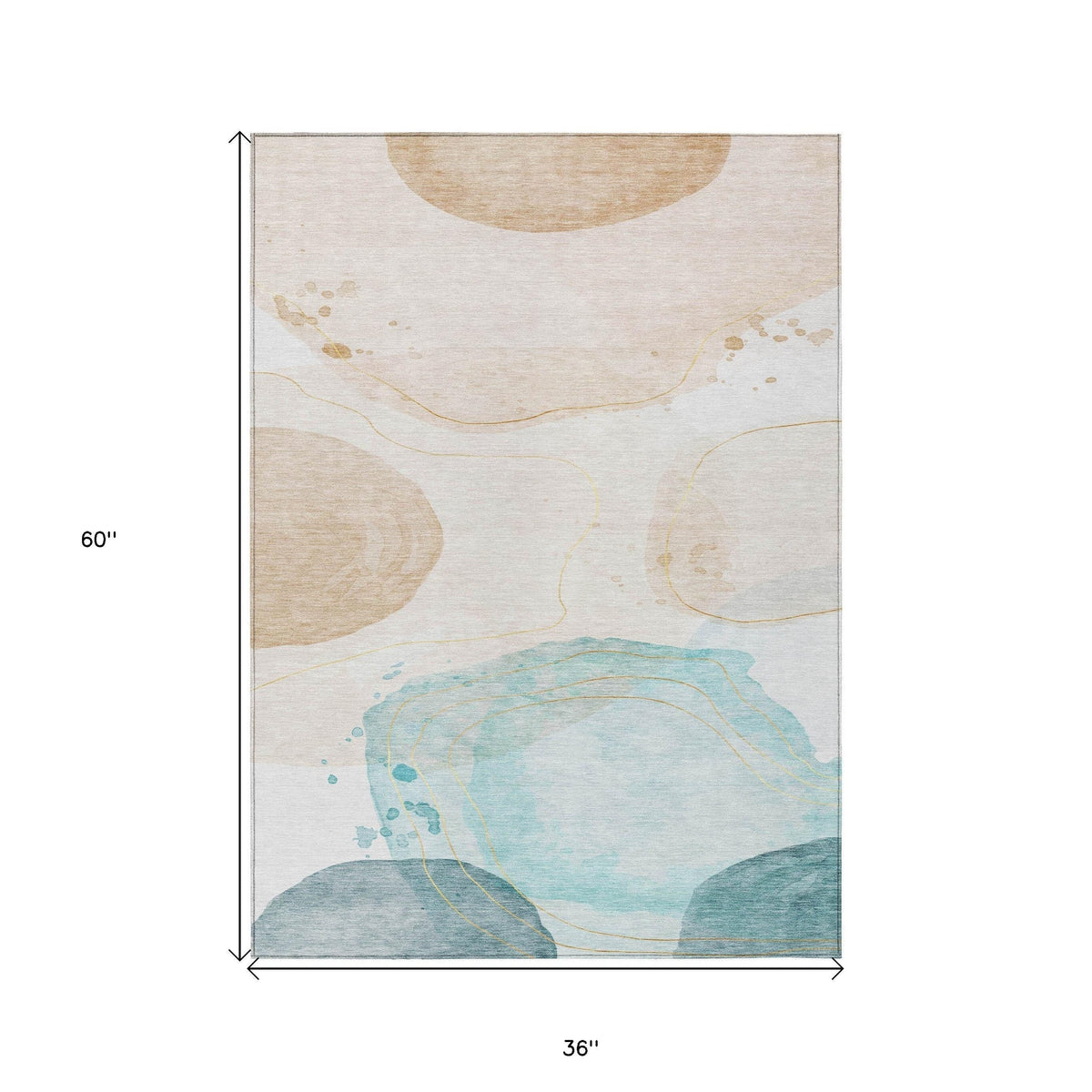 3' X 5' Beige and Blue Abstract Washable Non Skid Indoor Outdoor Area Rug LuxuryLifeWay Online Store