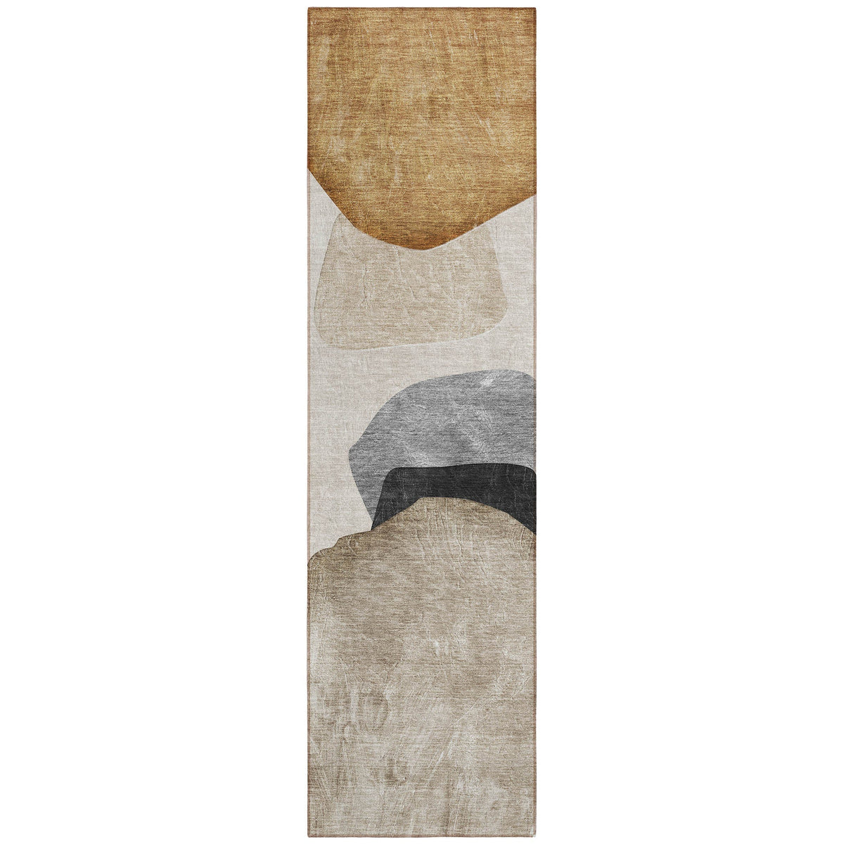 8' Runner Tan Brown and Gray Abstract Washable Non Skid Indoor Outdoor Runner Rug LuxuryLifeWay Online Store