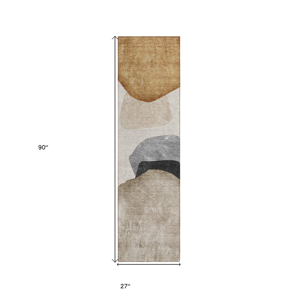 8' Runner Tan Brown and Gray Abstract Washable Non Skid Indoor Outdoor Runner Rug LuxuryLifeWay Online Store