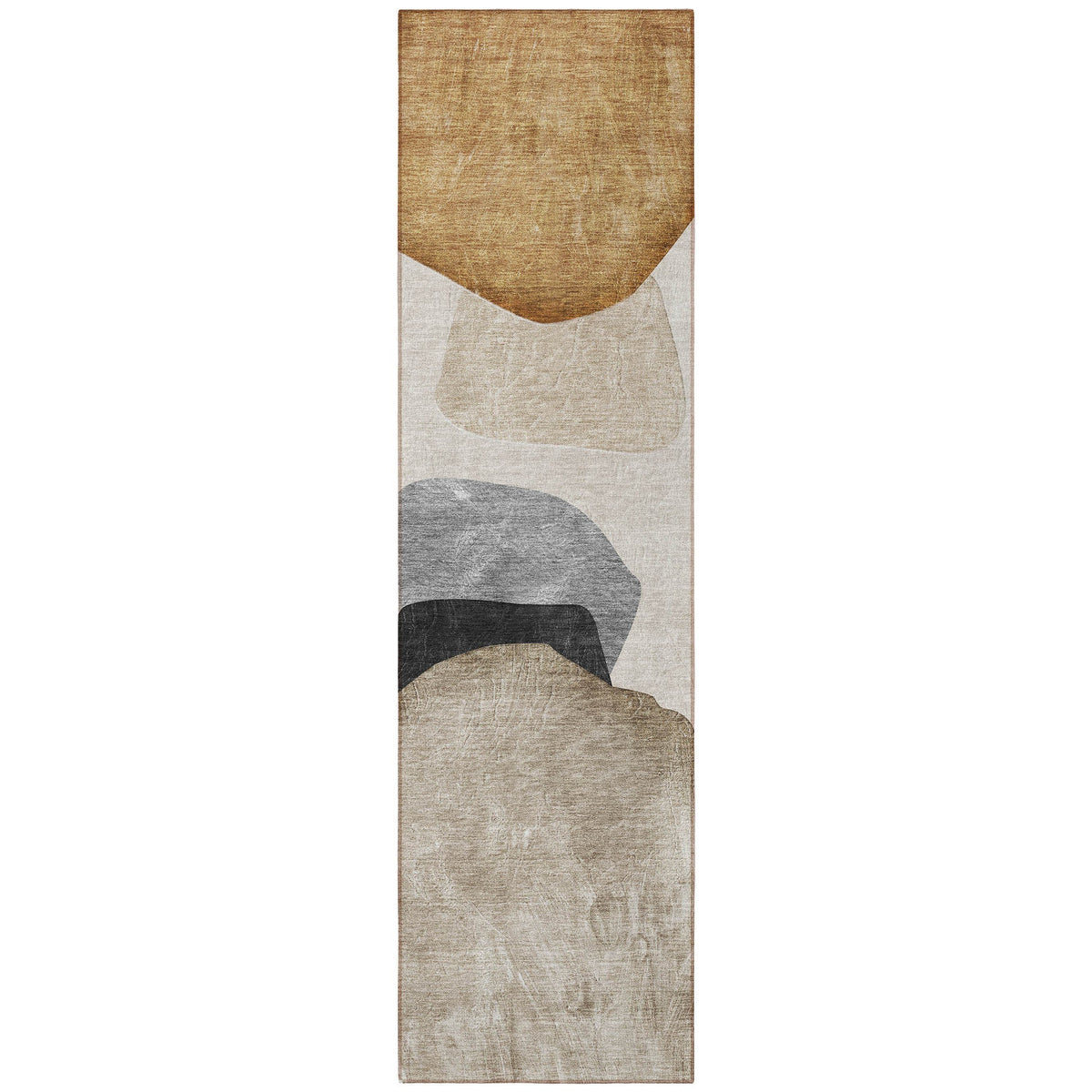 8' Runner Tan Brown and Gray Abstract Washable Non Skid Indoor Outdoor Runner Rug LuxuryLifeWay Online Store