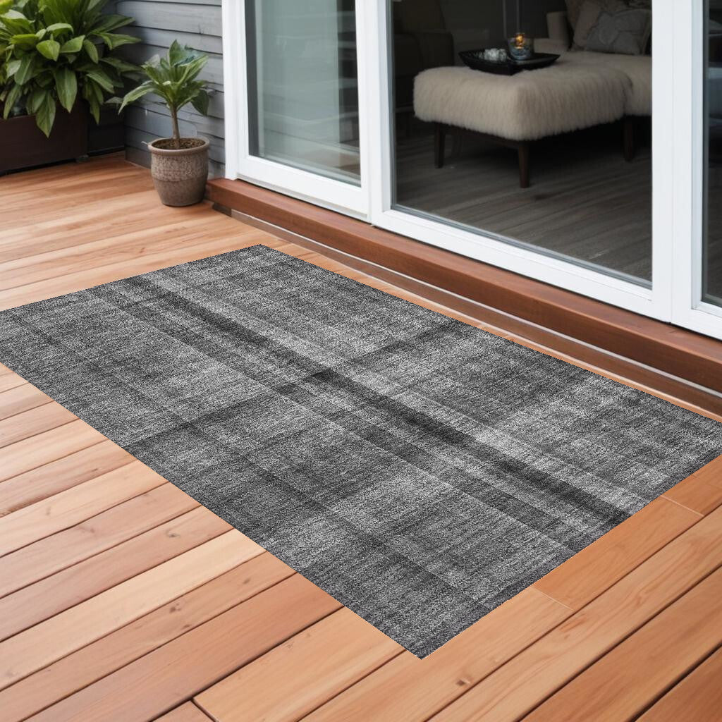 3' X 5' Gray Plaid Washable Non Skid Indoor Outdoor Area Rug LuxuryLifeWay Online Store