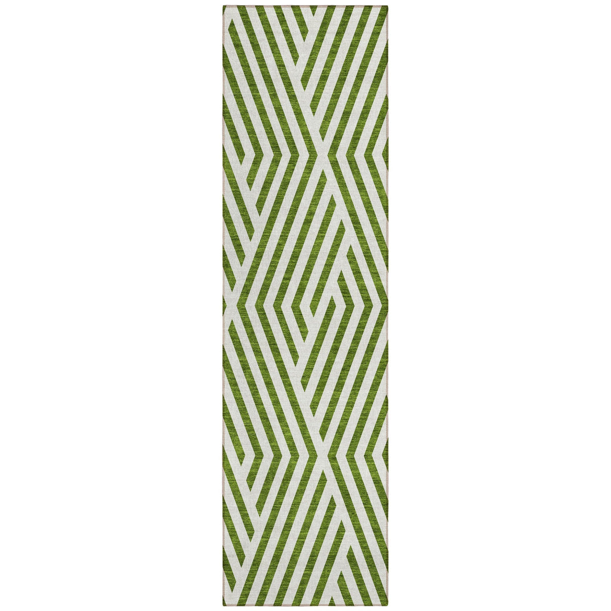 8' Runner Lime Green and White Geometric Washable Non Skid Indoor Outdoor Runner Rug LuxuryLifeWay Online Store