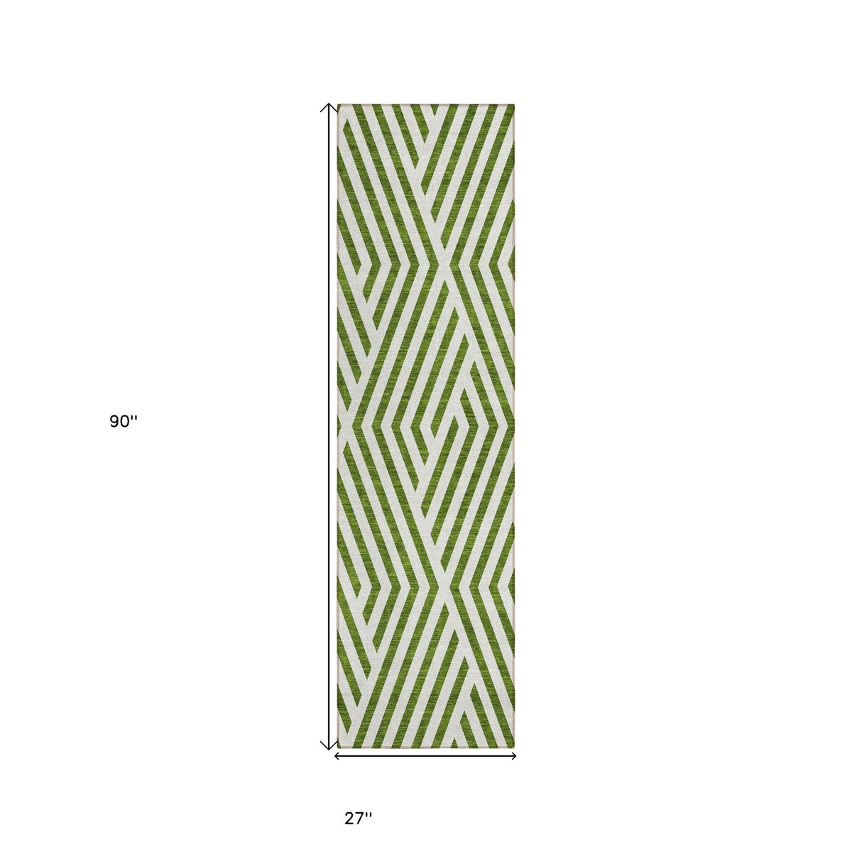 8' Runner Lime Green and White Geometric Washable Non Skid Indoor Outdoor Runner Rug LuxuryLifeWay Online Store