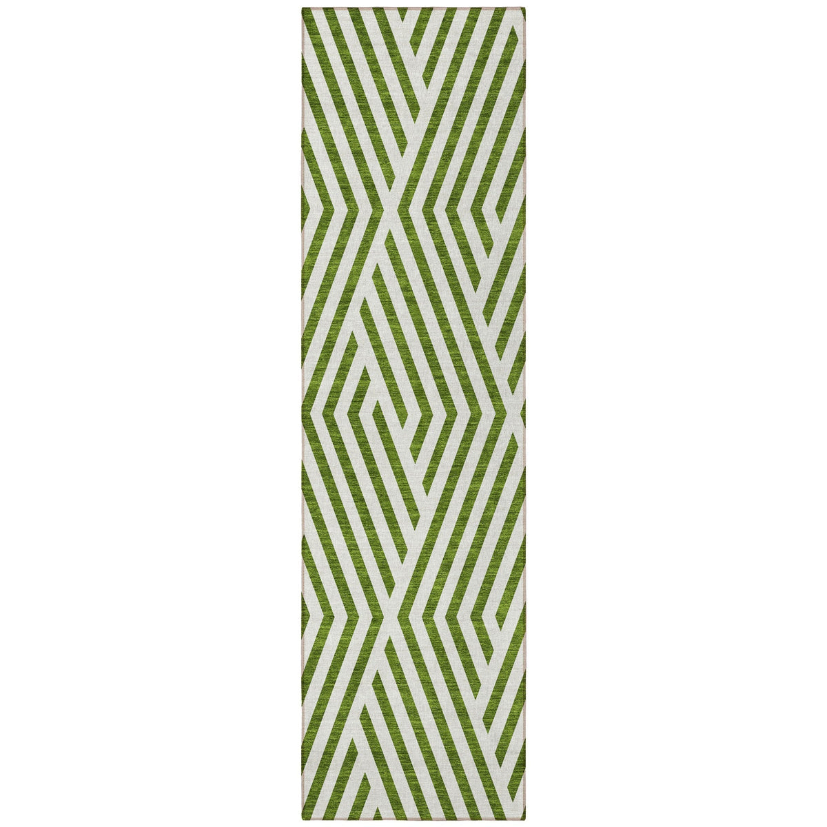 8' Runner Lime Green and White Geometric Washable Non Skid Indoor Outdoor Runner Rug LuxuryLifeWay Online Store