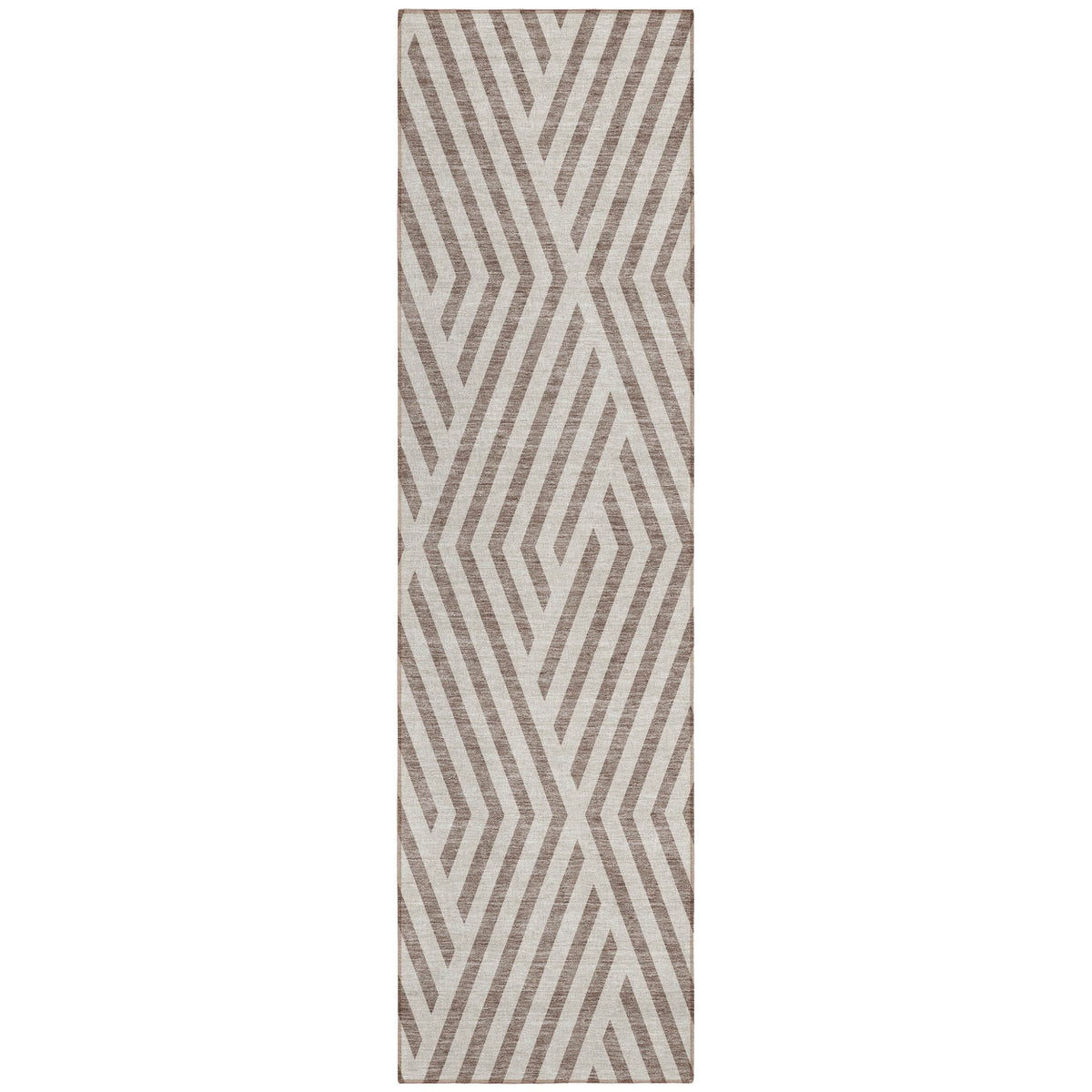 8' Runner Taupe and Ivory Geometric Washable Non Skid Indoor Outdoor Runner Rug LuxuryLifeWay Online Store