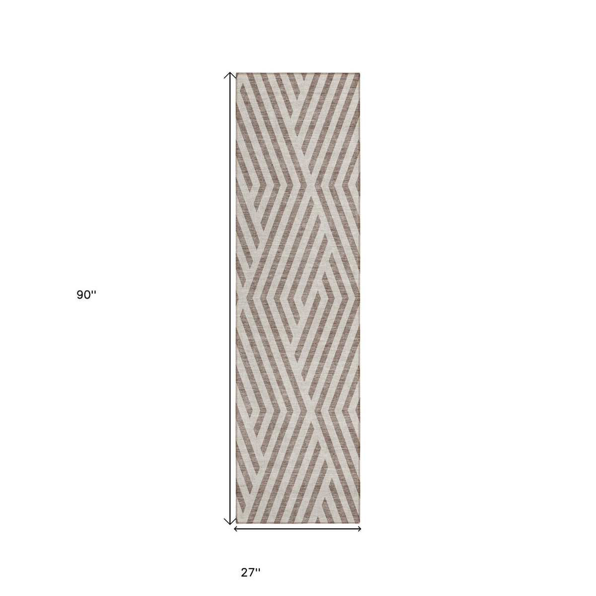 8' Runner Taupe and Ivory Geometric Washable Non Skid Indoor Outdoor Runner Rug LuxuryLifeWay Online Store