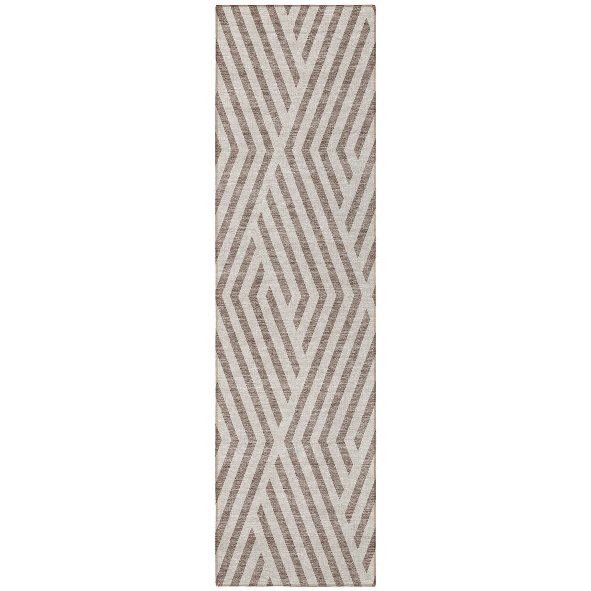 8' Runner Taupe and Ivory Geometric Washable Non Skid Indoor Outdoor Runner Rug LuxuryLifeWay Online Store