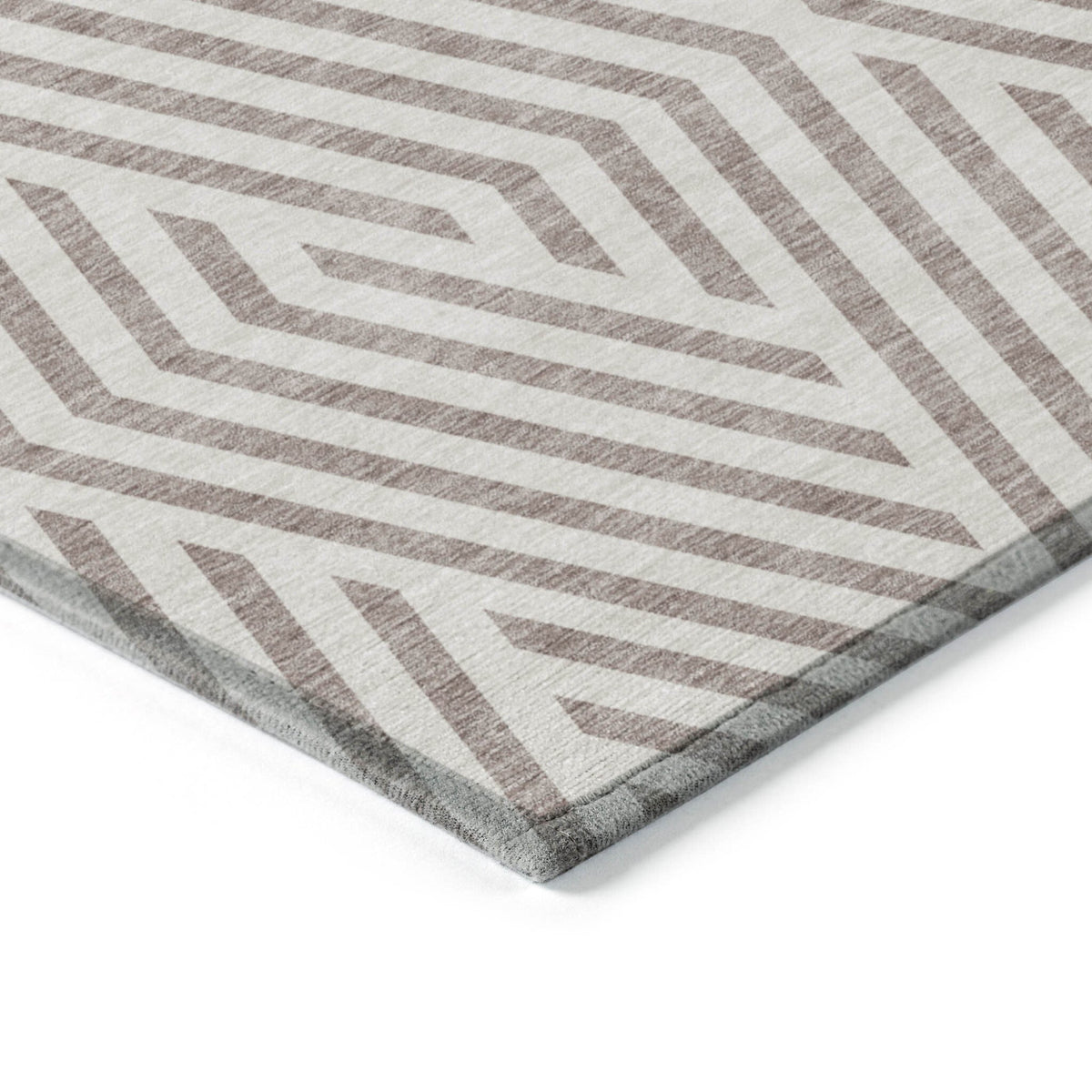 8' Runner Taupe and Ivory Geometric Washable Non Skid Indoor Outdoor Runner Rug LuxuryLifeWay Online Store