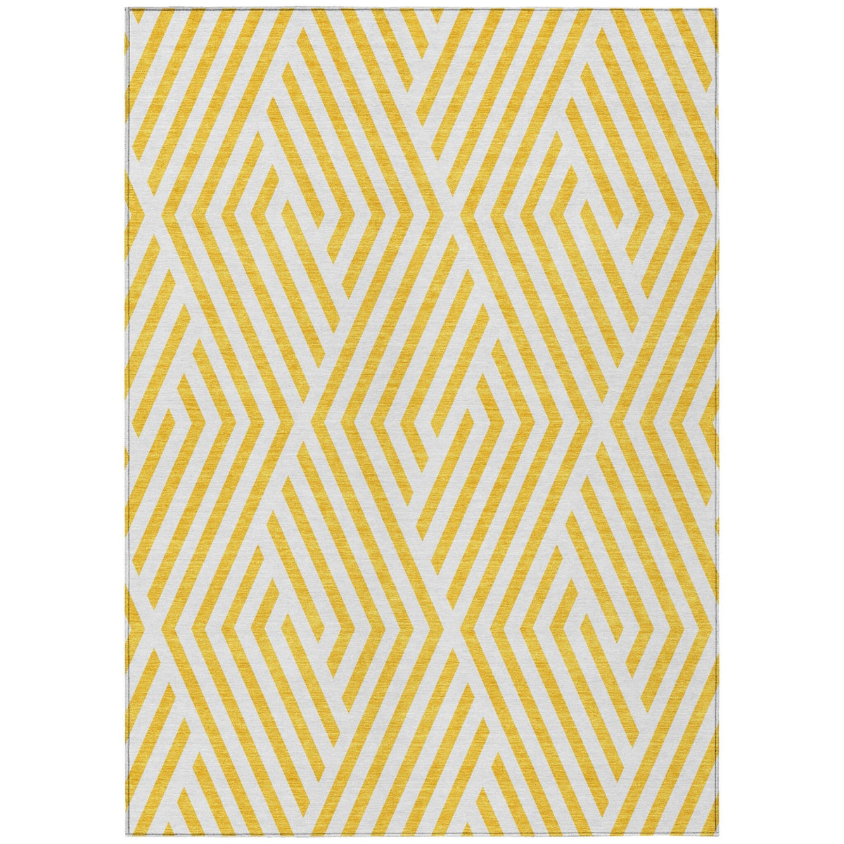 3' X 5' Gold and White Geometric Washable Non Skid Indoor Outdoor Area Rug LuxuryLifeWay Online Store