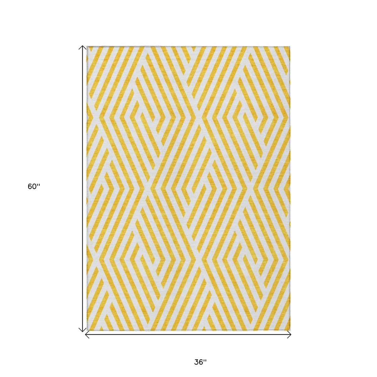 3' X 5' Gold and White Geometric Washable Non Skid Indoor Outdoor Area Rug LuxuryLifeWay Online Store