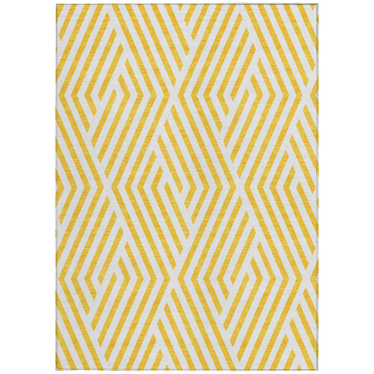 3' X 5' Gold and White Geometric Washable Non Skid Indoor Outdoor Area Rug LuxuryLifeWay Online Store