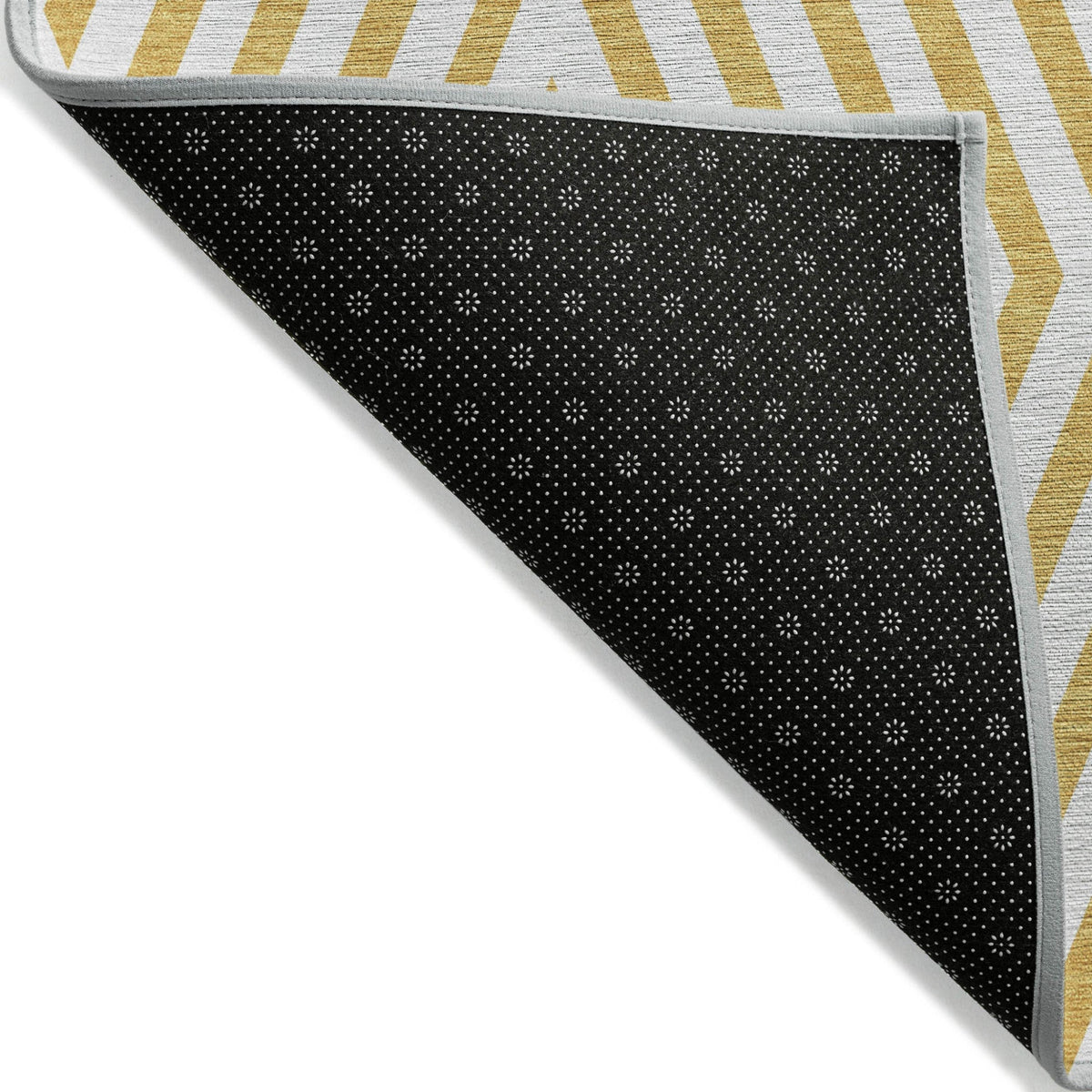 3' X 5' Gold and White Geometric Washable Non Skid Indoor Outdoor Area Rug LuxuryLifeWay Online Store
