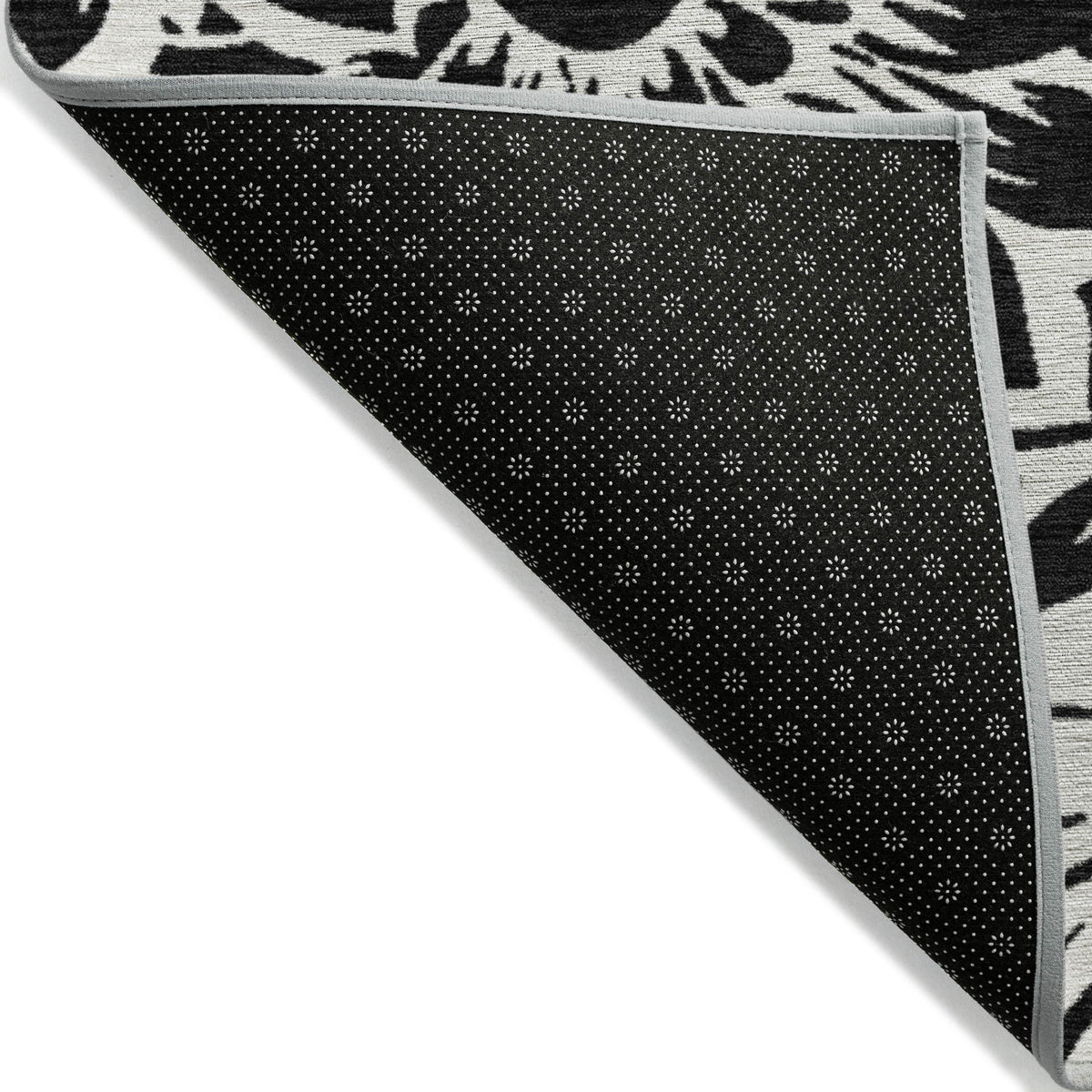 8' Runner Black and Ivory Floral Washable Non Skid Indoor Outdoor Runner Rug LuxuryLifeWay Online Store