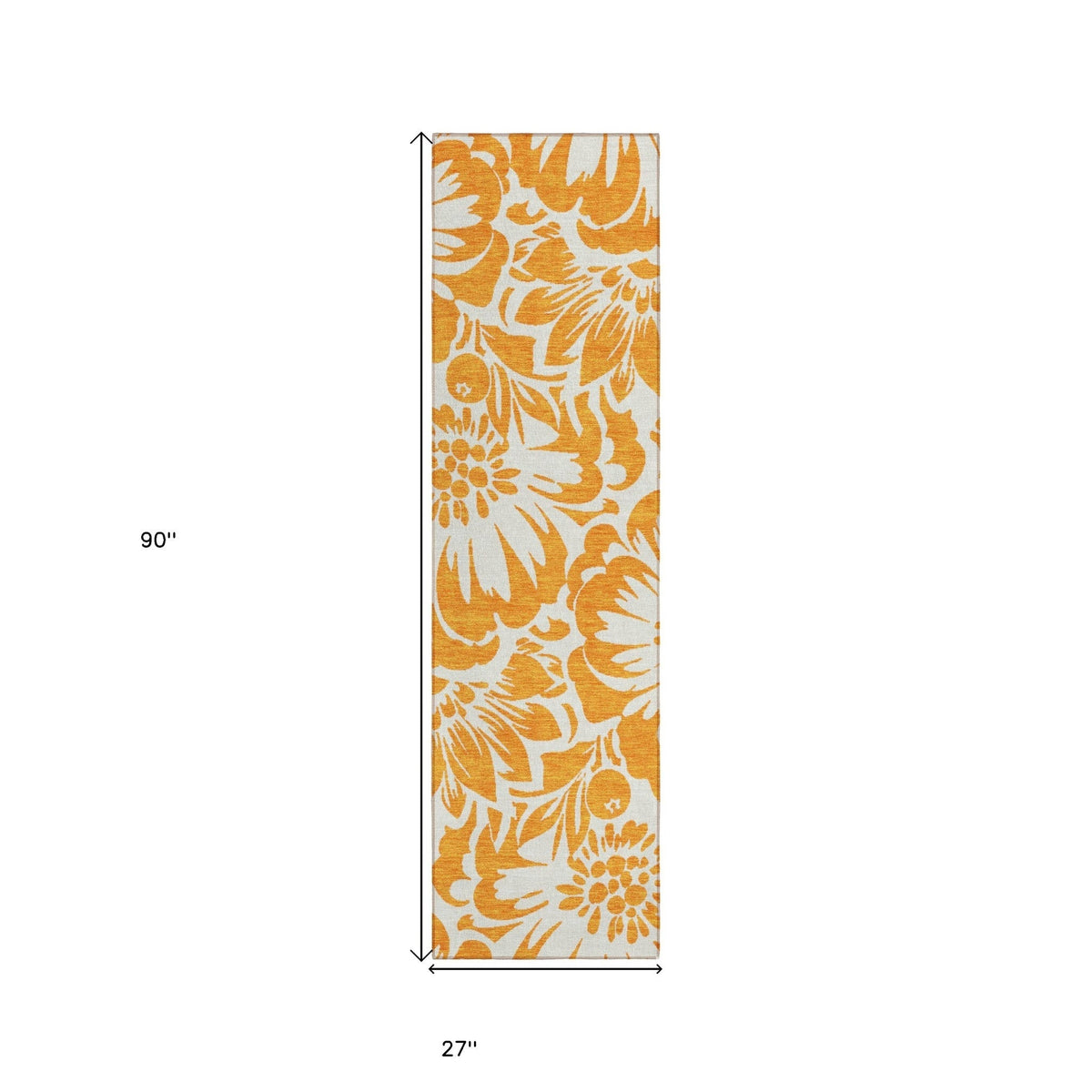 8' Runner Orange and White Floral Washable Non Skid Indoor Outdoor Runner Rug LuxuryLifeWay Online Store