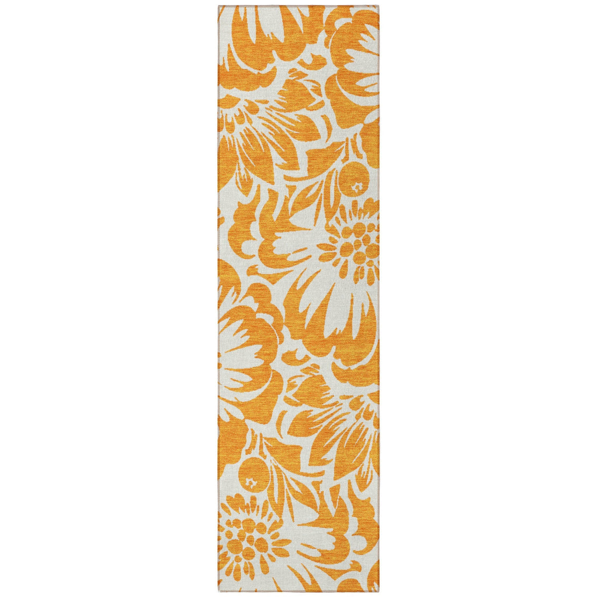 8' Runner Orange and White Floral Washable Non Skid Indoor Outdoor Runner Rug LuxuryLifeWay Online Store