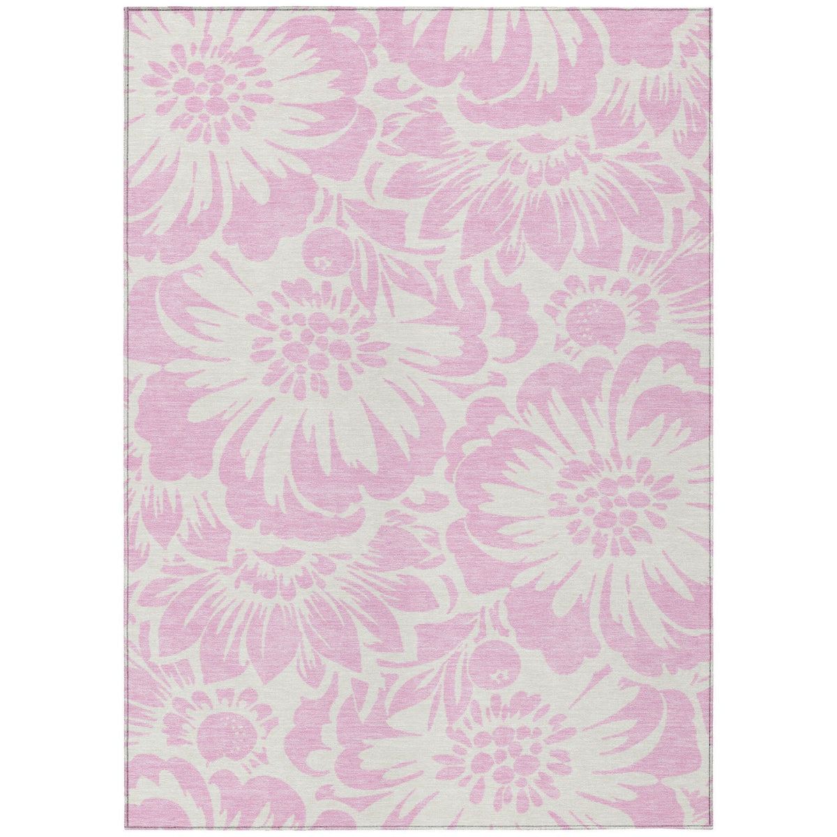 3' X 5' Pink and Ivory Floral Washable Non Skid Indoor Outdoor Area Rug LuxuryLifeWay Online Store