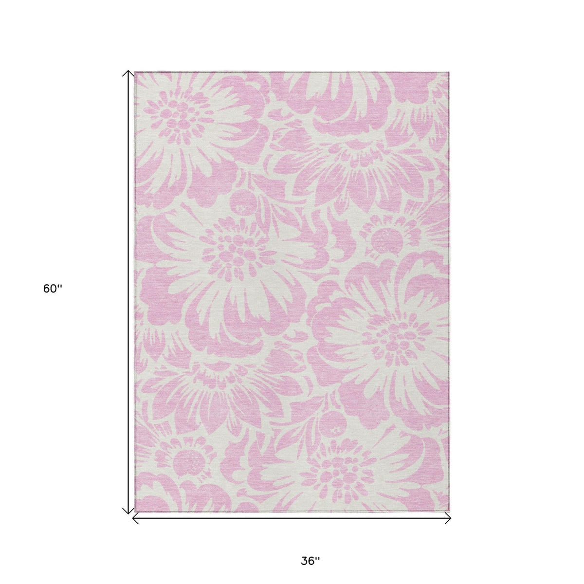 3' X 5' Pink and Ivory Floral Washable Non Skid Indoor Outdoor Area Rug LuxuryLifeWay Online Store