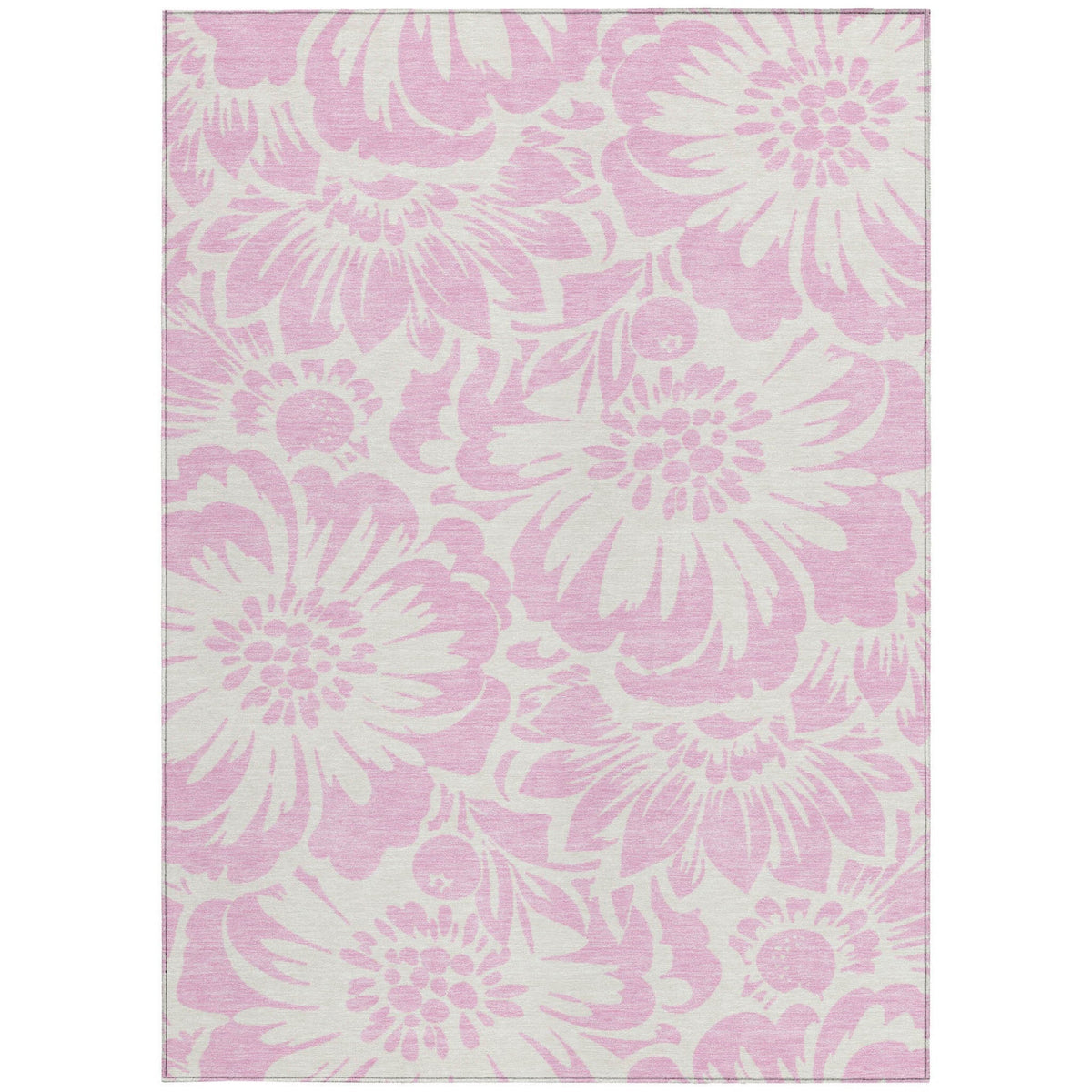 3' X 5' Pink and Ivory Floral Washable Non Skid Indoor Outdoor Area Rug LuxuryLifeWay Online Store
