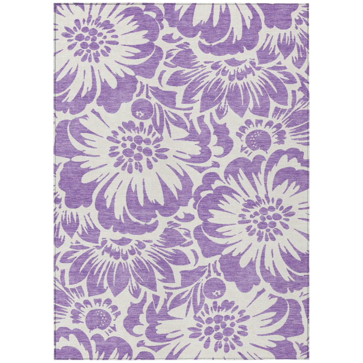 3' X 5' Purple and Ivory Floral Washable Non Skid Indoor Outdoor Area Rug LuxuryLifeWay Online Store