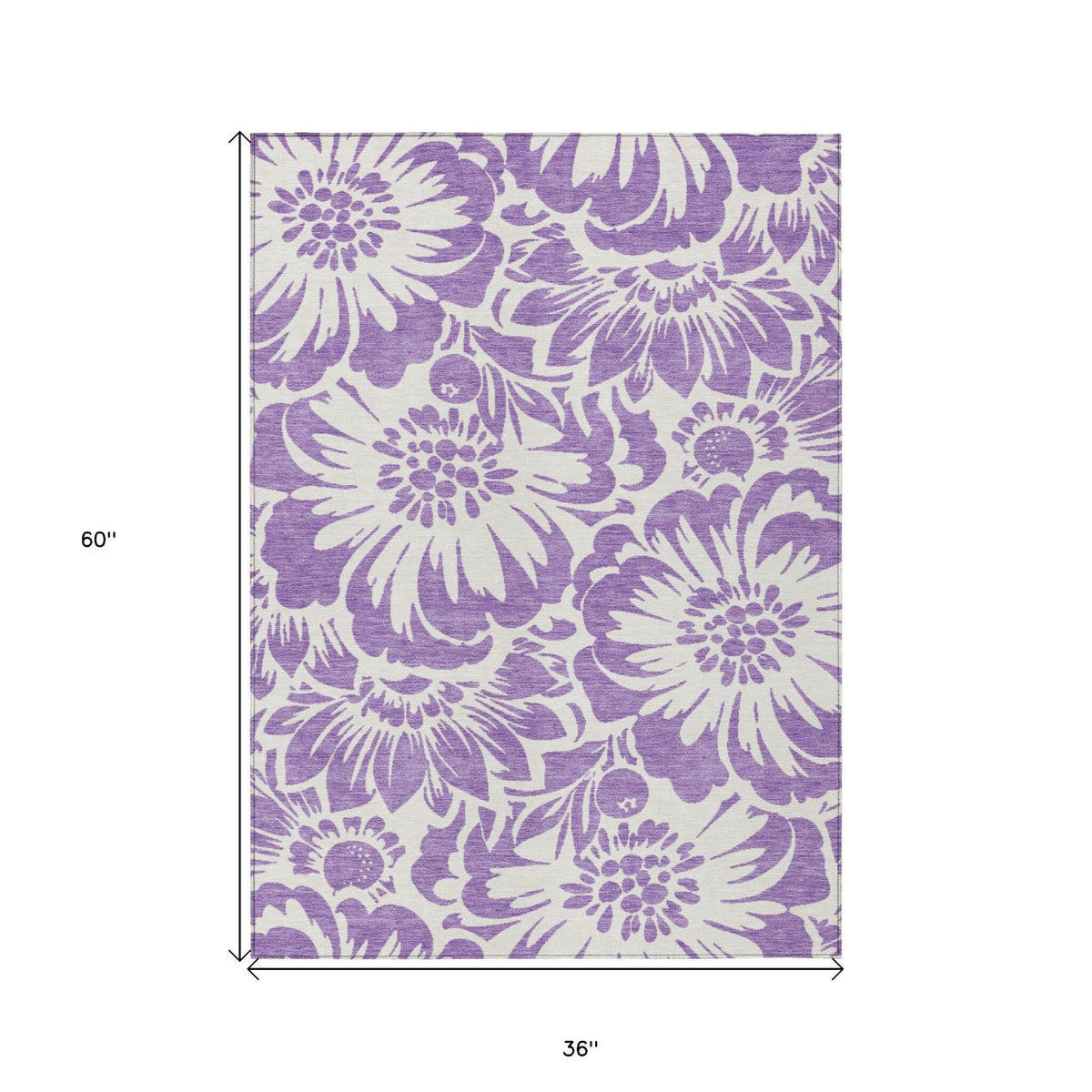 3' X 5' Purple and Ivory Floral Washable Non Skid Indoor Outdoor Area Rug LuxuryLifeWay Online Store