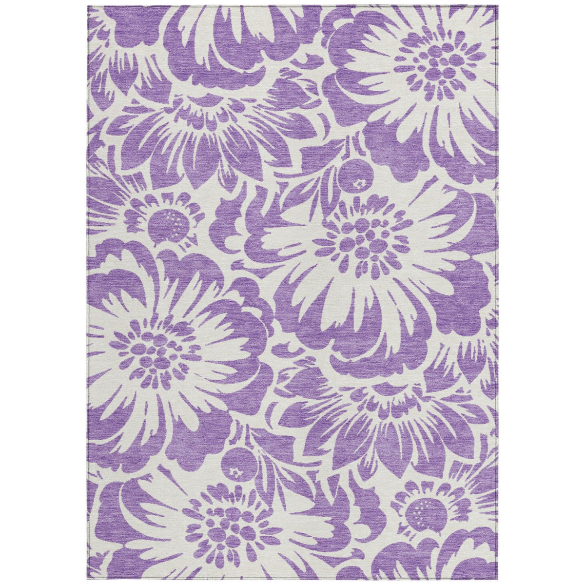 3' X 5' Purple and Ivory Floral Washable Non Skid Indoor Outdoor Area Rug LuxuryLifeWay Online Store