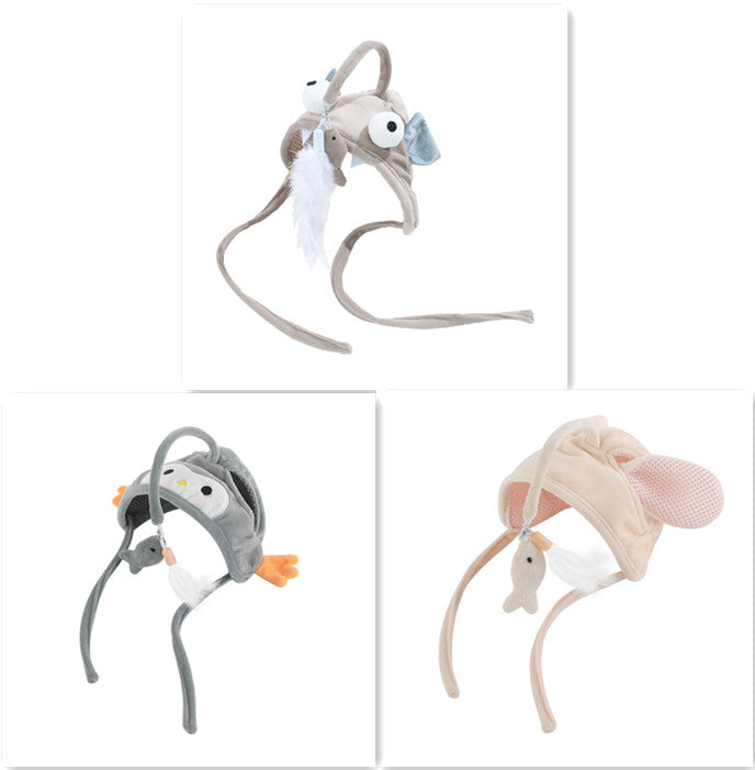 New Head Wearing Feather Funny Cat Stick Funny Cat Toy Stick Gray Big Eye Pet Toys Pet Products Pets Fashion